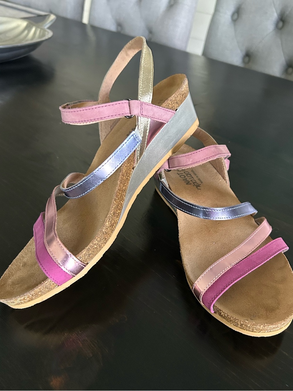 NAOT Hero Pink/Purple Wedge Sandal - Size 41 (10 US)